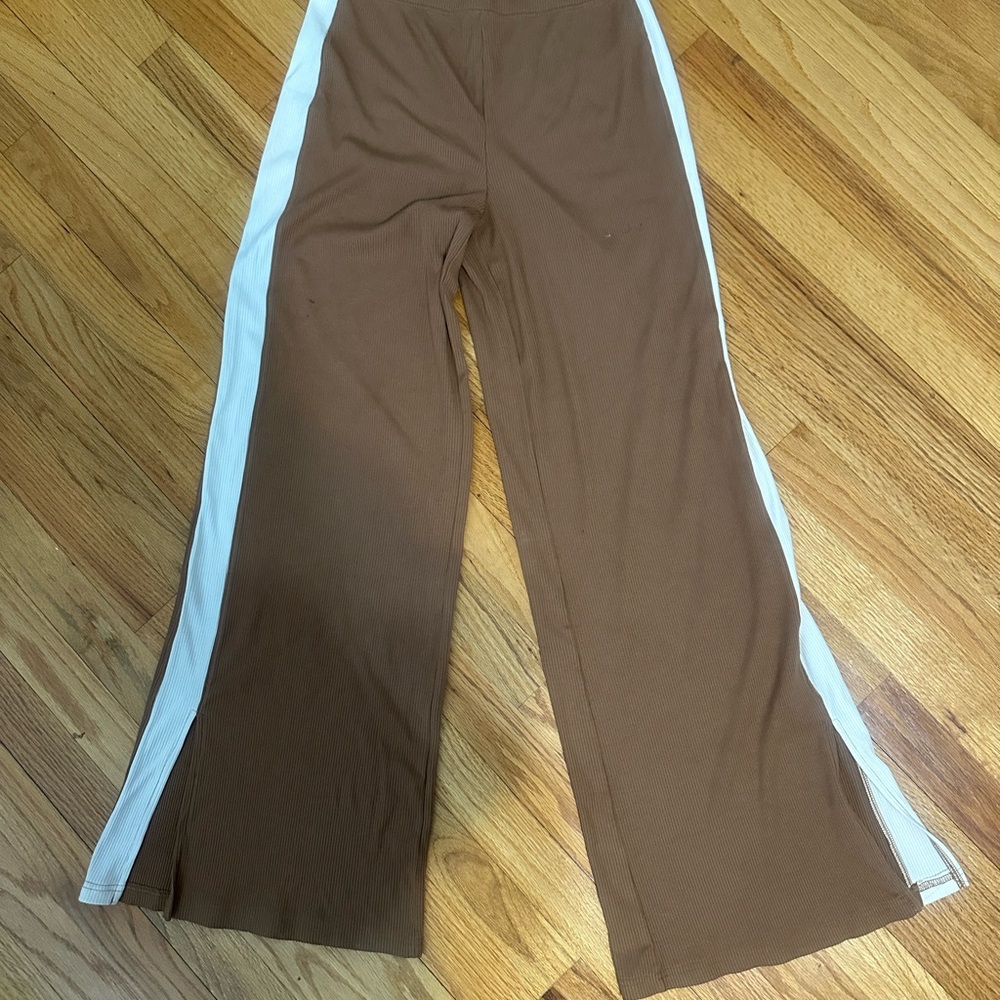 Aerie Brown and White Flared Pants